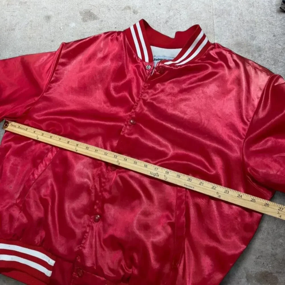 Vintage 80s 90s swingster red nylon letterman jacket